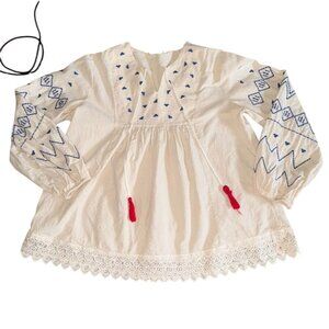 by ESQ Womens Boho Embroidered Blouse-EUR L/US L-GUC
